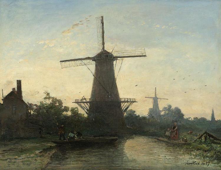 Johan Barthold Jongkind Mills near Rotterdam France oil painting art